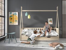 Hausbett >Tipi< Stauram, Kiefer massiv natur - 206x189,3x98cm (BxHxT)