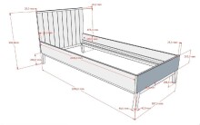 Einzelbett >Sezane< in Clay/Kiefer Nussbaum - 205x90x95,7 (BxHxT)