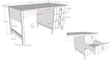 Schreibtisch >Sezane< in Farbe Nussbaum / Clay - 140x75,4x70 (BxHxT)