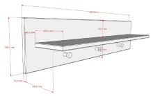 Wandboard >Sezane< in Farbe Nussbaum / Clay - 80x18x15,5 (BxHxT)