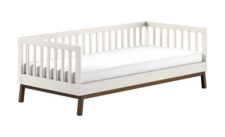 Einzelbett >Sezane< in Farbe Nussbaum / Clay - 205x70x95,7 (BxHxT)