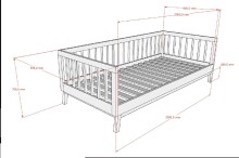 Einzelbett >Sezane< in Farbe Nussbaum / Clay - 205x70x95,7 (BxHxT)