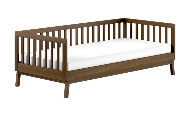 Einzelbett >Sezane< in Farbe Nussbaum, Kiefer massiv - 205x70x95,7cm (BxHxT)