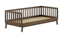 Einzelbett >Sezane< in Farbe Nussbaum, Kiefer massiv - 205x70x95,7cm (BxHxT)