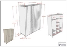 Drehtürenschrank >Sezane< in Farbe Nussbaum / Clay - 149,3x196,2x56 (BxHxT)