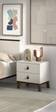 Nachtkommode >Sezane< in Farbe Nussbaum / Clay - 50x53,8x45 (BxHxT)