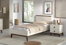 Bettanlage >Sezane< (2-teilig) in Farbe Nussbaum / Clay - 205x90x95,7 (BxHxT)