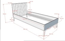 Bettanlage >Sezane< (2-teilig) in Farbe Nussbaum / Clay - 205x90x95,7 (BxHxT)