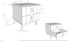 Bettanlage >Sezane< (2-teilig) in Farbe Nussbaum / Clay - 205x90x95,7 (BxHxT)