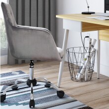Bürostuhl >Prag< in Grau, Samt - 58x78x54cm (BxHxT)