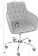 Bürostuhl >Prag< in Grau, Samt - 58x78x54cm (BxHxT)