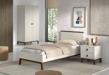 Schlafzimmer-Set >Sezane< (3-teilig) in Nussbaumfarbig / Clay, MDF / Kiefer