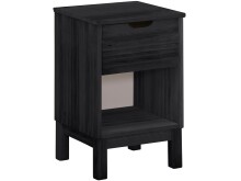 Nachttisch>Poznan<mit 1 Schublade in Schwarz, Kiefer/MDF - 38x59x35cm (BxHxT)