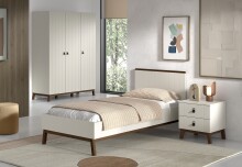 Schlafzimmer-Set >Sezane< (3-teilig) in Clay / Nussbaumfarbig, MDF / Kiefer