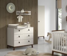 Babymöbel-Set >Sezane< (3-teilig) in Clay / Nussbaumfarbig, MDF / Kiefer