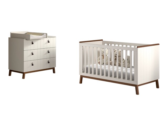 Babymöbel-Set >Sezane< (3-teilig) in Clay / Nussbaumfarbig - 145x85x76 (BxHxT)