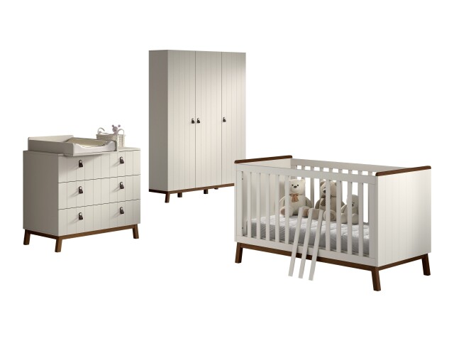 Babyzimmer-Komplettset >Sezane< (4-teilig) in Clay / Nussbaumfarbig