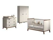 Babyzimmer-Komplettset >Sezane< (4-teilig) in Clay / Nussbaumfarbig