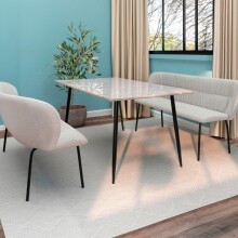 Essbank >Cork< in Grau, Stoff/Metall - 160x78x55cm (BxHxT)