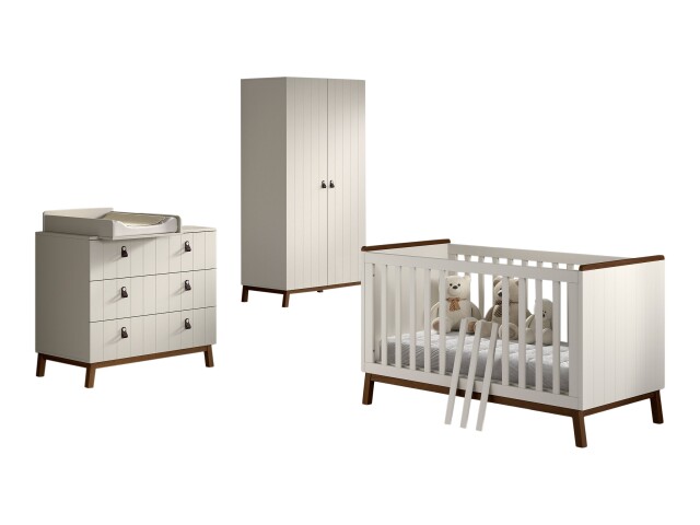 Babyzimmer-Komplettset >Sezane< (4-teilig) in Clay / Nussbaumfarbig