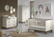 Babyzimmer-Komplettset >Sezane< (4-teilig) in Clay / Nussbaumfarbig