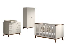 Babyzimmer-Komplettset >Sezane< (4-teilig) in Clay / Nussbaumfarbig