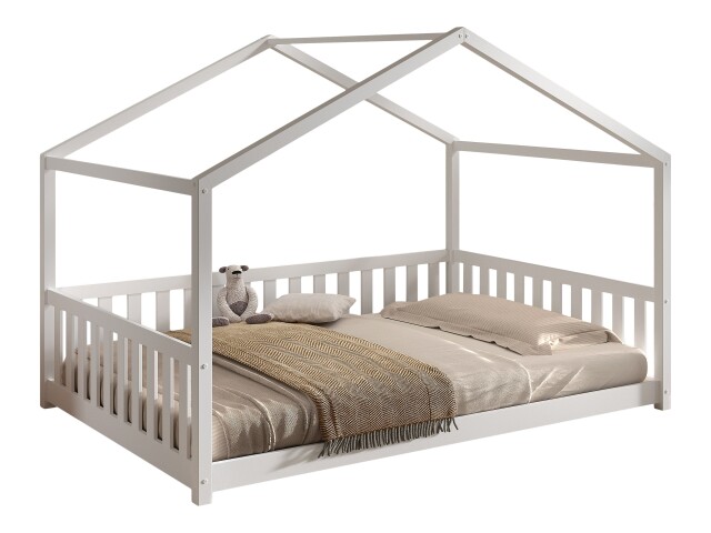Hausbett >Dallas< in Weiß, Kiefer - 210x170x147cm (BxHxT)