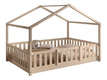 Hausbett >Dallas< Rausfallschutz, Natur, Kiefer massiv - 210x170x147cm (BxHxT)