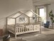 Hausbett >Dallas< Rausfallschutz, Natur, Kiefer massiv - 210x170x147cm (BxHxT)