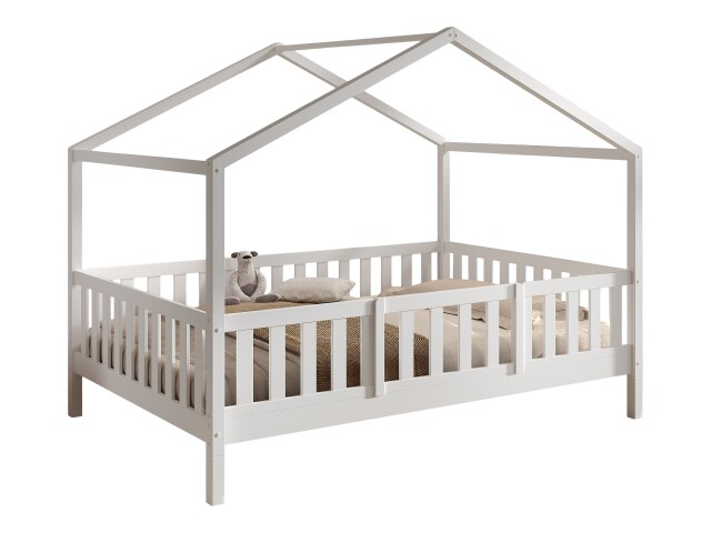 Hausbett >Dallas< Rausfallschutz, weiß, Kiefer massiv - 210x170x147cm (BxHxT)
