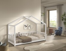 Hausbett >Dallas< in Weiß, Kiefer massiv - 210x170x97cm (BxHxT)
