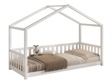 Hausbett >Dallas< in Weiß, Kiefer massiv - 210x170x97cm (BxHxT)