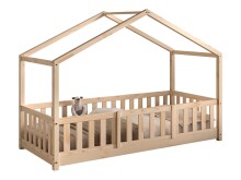 Hausbett >Dallas< Rausfallschutz, Natur, Kiefer massiv - 210x170x97cm (BxHxT)