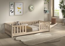 Kinderbett >Dallas< Rausfallschutz, Natur, Kiefer massiv - 210x66x97cm (BxHxT)