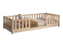 Kinderbett >Dallas< Rausfallschutz, Natur, Kiefer massiv - 210x66x97cm (BxHxT)