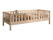 Kinderbett >Dallas< Rausfallschutz, Natur, Kiefer massiv - 210x66x97cm (BxHxT)