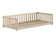 Kinderbett >Dallas< Rausfallschutz, Natur, Kiefer massiv - 210x66x97cm (BxHxT)