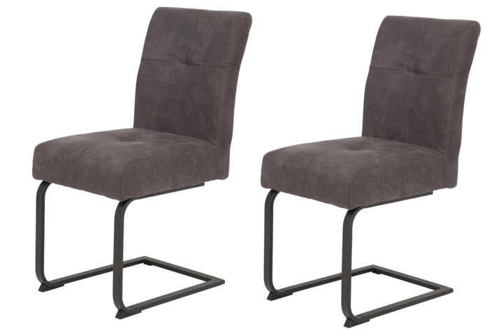 Freischwinger >LUISE S< (2er-Set) Federkorb, Vintage Anthrazit - 43x91x65 (BxHxT)
