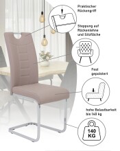 Freischwinger >RUBY S< (4er-Set) bis 140kg, Cappuccino - 44x103x60 (BxHxT)