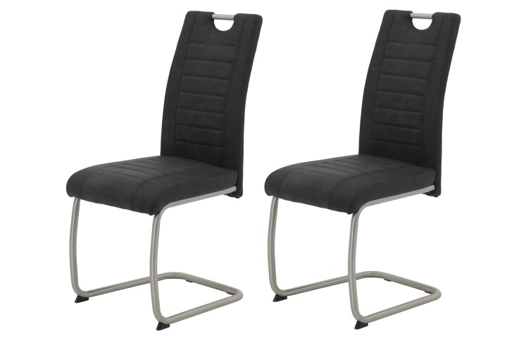 Freischwinger >ULLA S< (2er-Set) in Vintage Anthrazit - 43x98x59 (BxHxT)