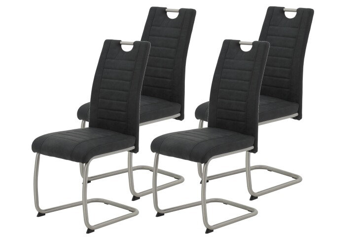 Freischwinger >ULLA S< (4er-Set) bis 140kg, Vintage Anthrazit - 43x98x59 (BxHxT)