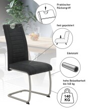 Freischwinger >ULLA S< (4er-Set) bis 140kg, Vintage Anthrazit - 43x98x59 (BxHxT)
