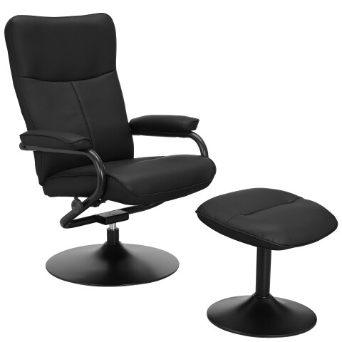 Relaxsessel >Idom< inkl. Hocker, PU-Kunstleder, Schwarz - 69x99x78cm (BxHxT)