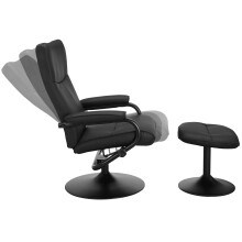 Relaxsessel >Idom< inkl. Hocker, PU-Kunstleder, Schwarz - 69x99x78cm (BxHxT)