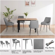 4-Fußstuhl >Rome< (2er-Set) in Grau, Stoff - 56x83x63cm (BxHxT)