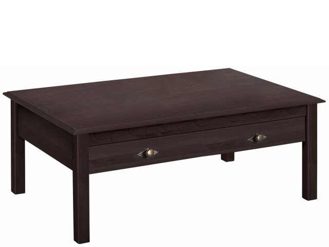 Couchtisch >Lyon< mit 2 Schubladen in Braun, Kiefer - 110x42x70cm (BxHxT)