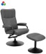 Relaxsessel >Idom<inkl. Hocker, PU-Kunstleder schwarz oder grau - 69x99x78cm (BxHxT)