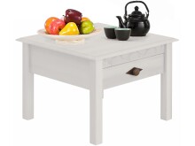 Couchtisch >Lyon< mit 1 Schublade in Weiß, Kiefer - 60x42x60cm (BxHxT)
