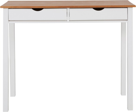 Schreibtisch >Genova<mit 2 Schubladen in Weiß, Kiefer/MDF - 100x80x50cm (BxHxT)