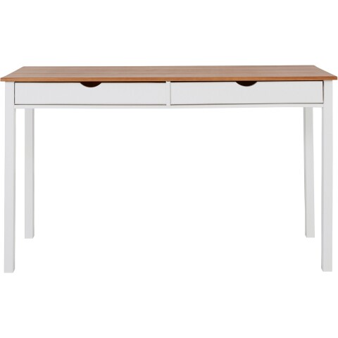 Schreibtisch >Genova<mit 2 Schubladen in Weiß, Kiefer/MDF - 140x80x60cm (BxHxT)